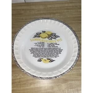Vintage Ceramic Lemon Meringue Recipe Pie Plate Pan 11" Royal China Usa Made